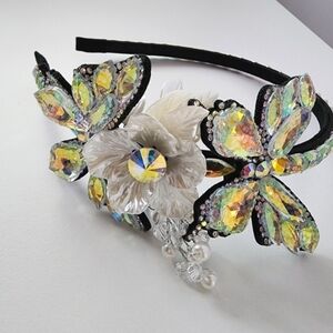 NEW Butterfly Floral Iridescent Crystal Stone Headband